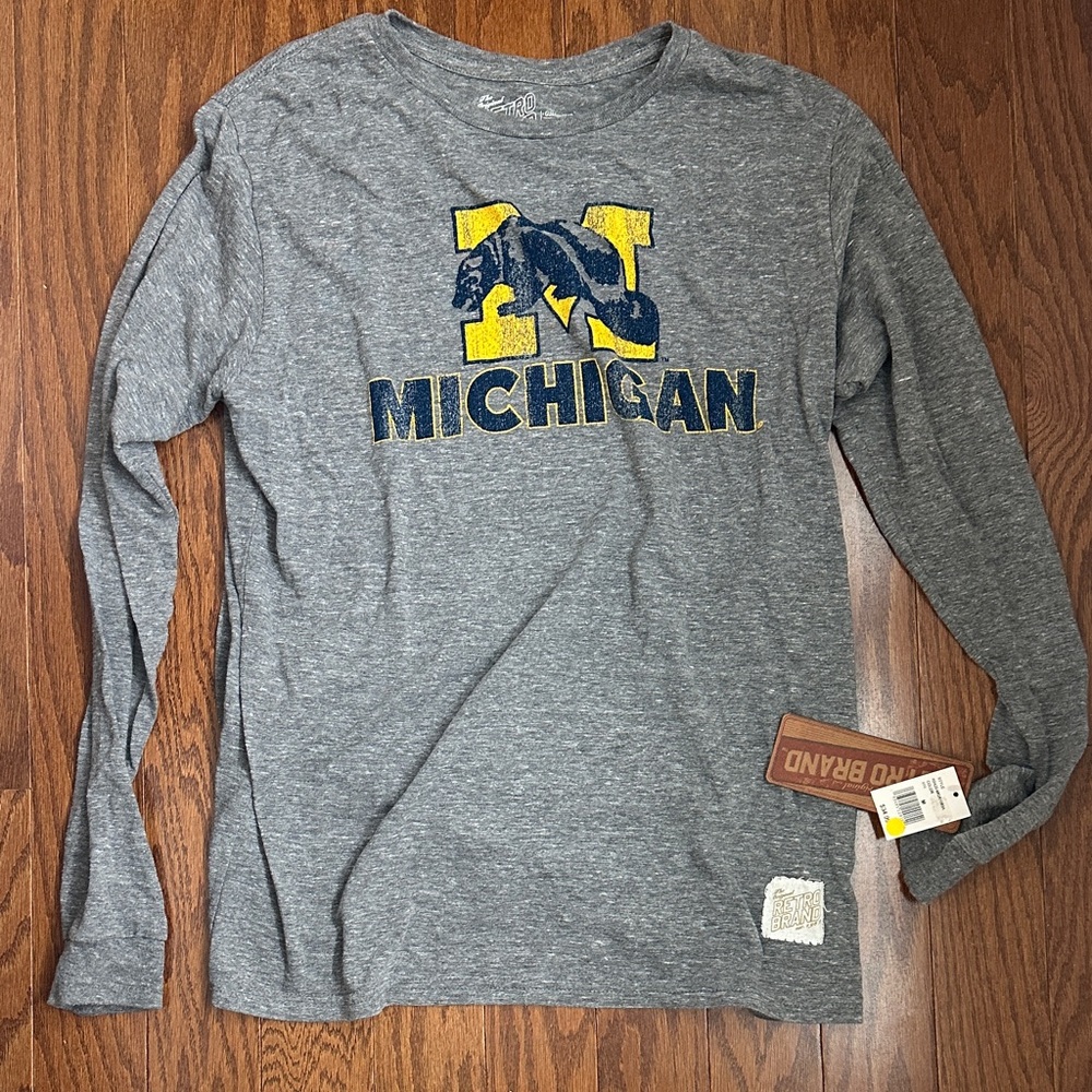 Gray Michigan Long Sleeve Tee